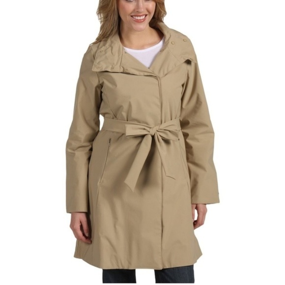 Patagonia Trench Rain Coat Size XL Jacket Larissa Waterproof Beige Tan Tie New - Picture 3 of 6